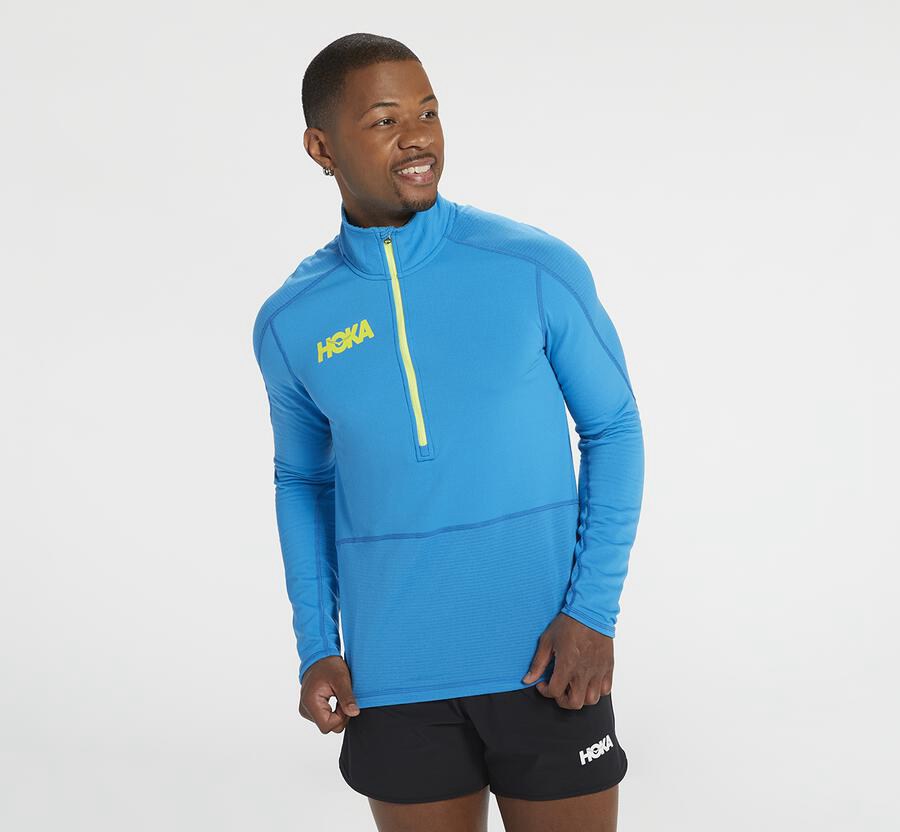 Hoka Australia One One 1/2 Zip Midlayer - Mens Tops Blue - SQWIF-7049